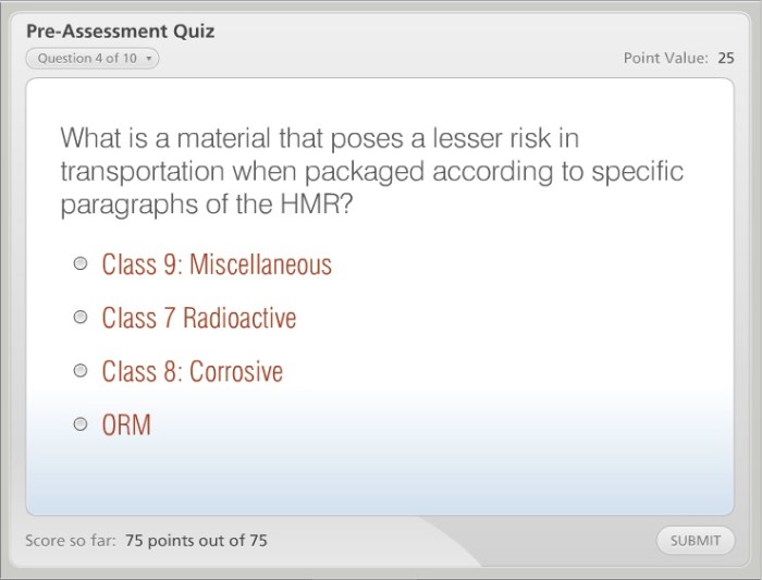 U.s. dot hazmat training test answers