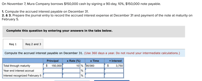 On november 7 mura company borrows