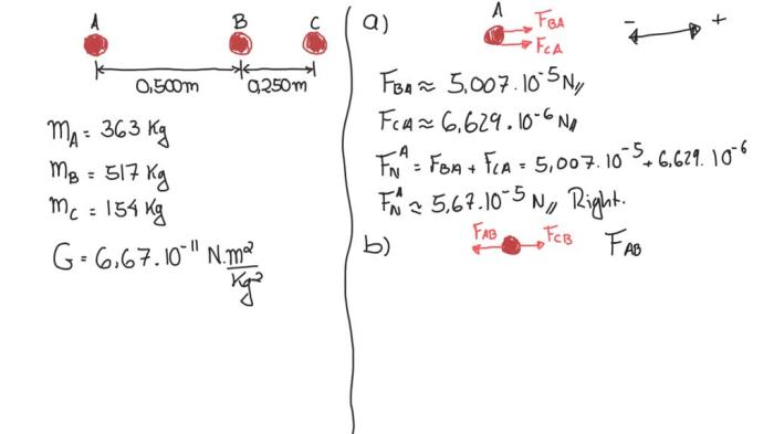 The drawing shows three particles far away from any other